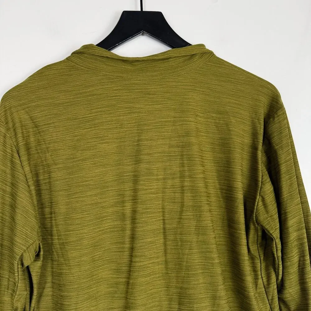 Nike Mens DriFit 1/4 Zip Long Sleeve Training Shirt Green Yellow - M